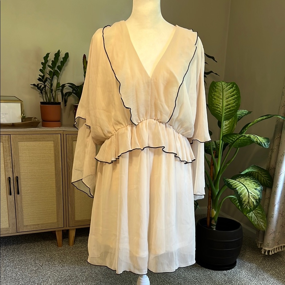 Zara Cream Romper with Black Edging